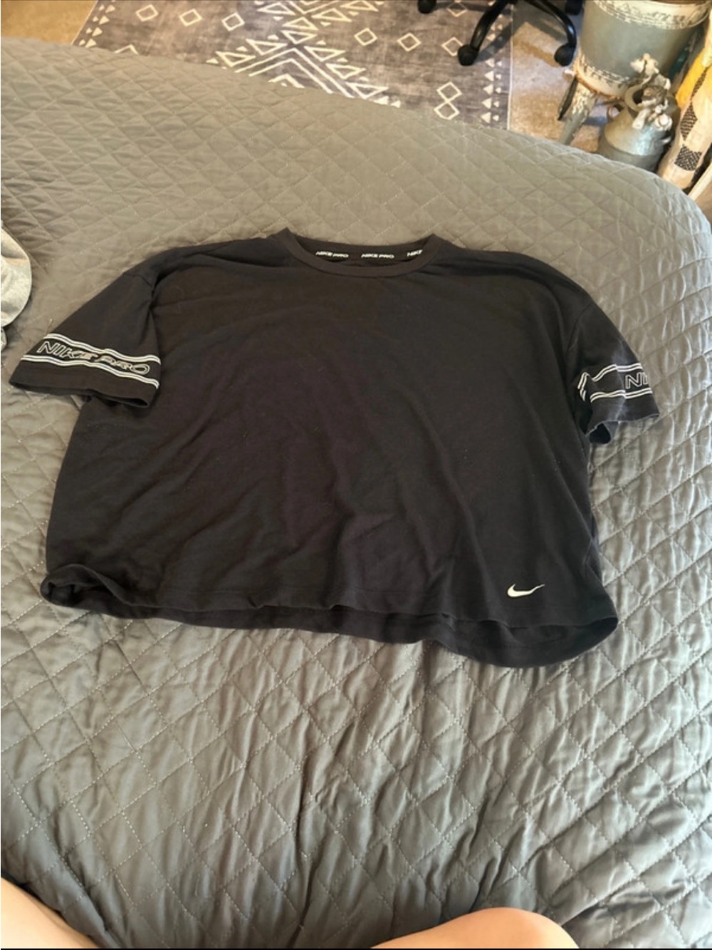 Nike Black Short Sleeve Tee with Sleeve Logo Trim